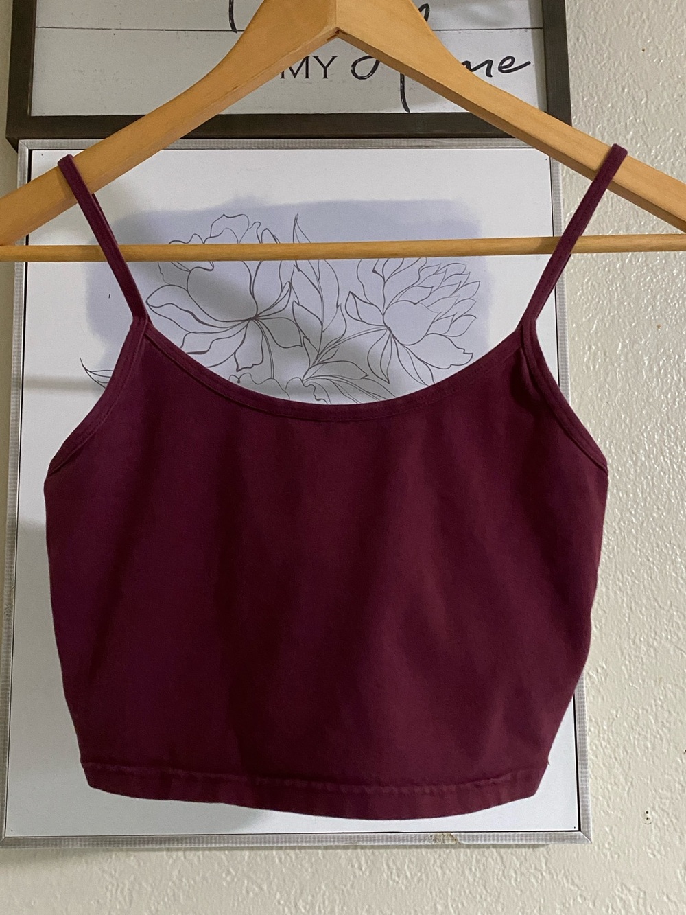 Aritzia Tna Cropped Cami Tank Top Burgundy Wine Red Size S